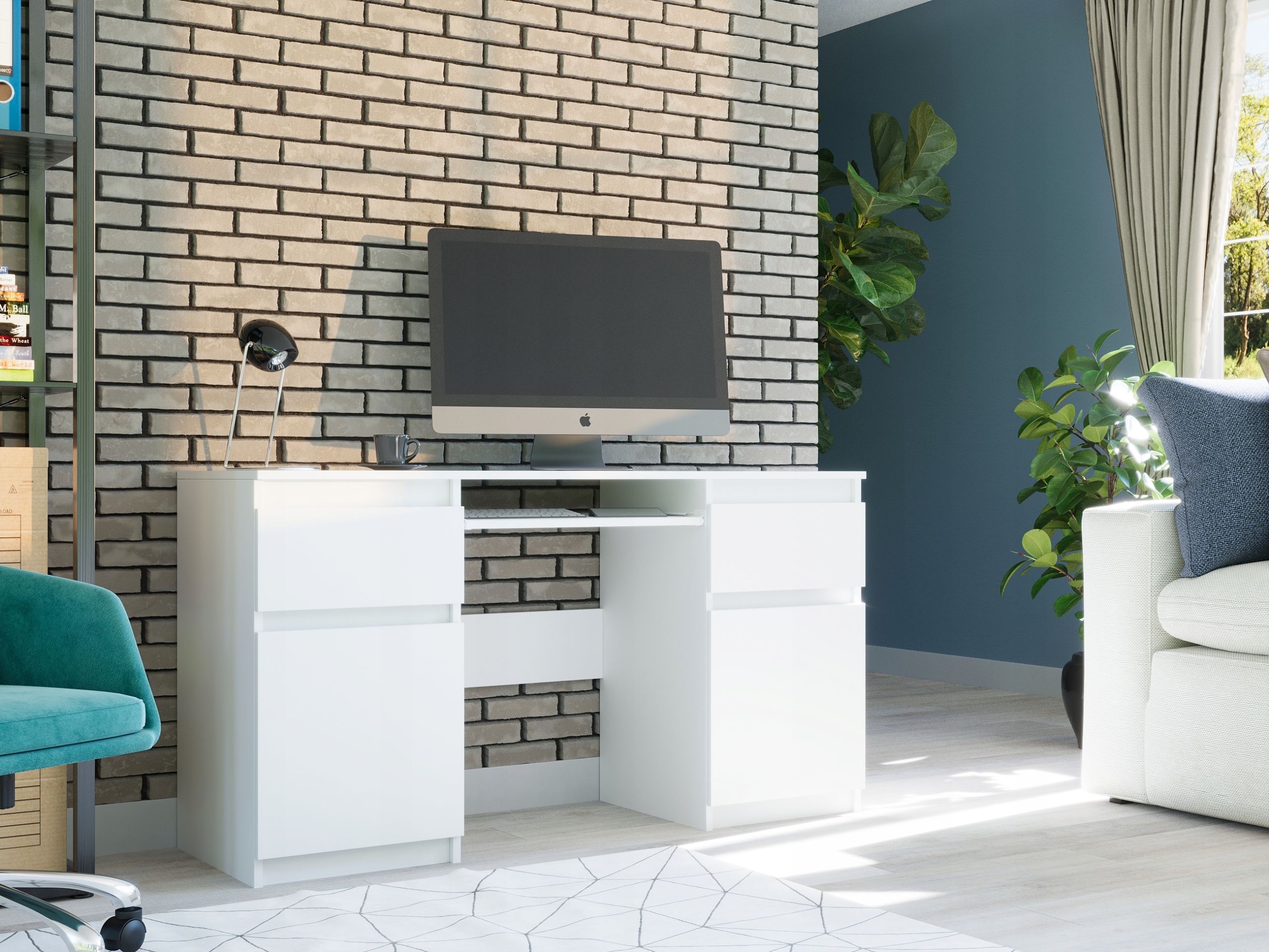 Meble Biurko komputerowe laptop 135cm białe N6