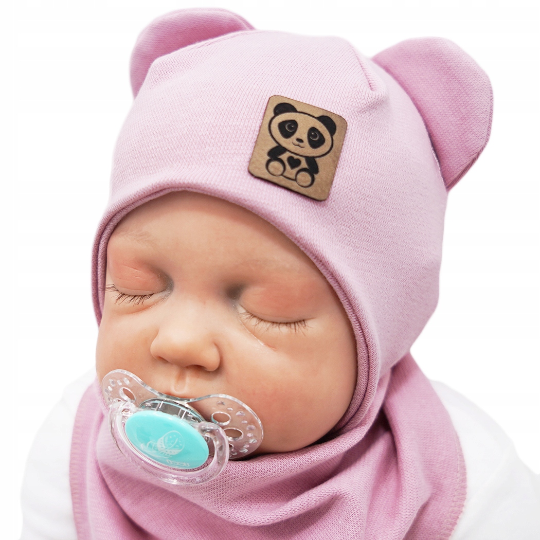 

Różowy komplet Basia czapka apaszka r.38-40