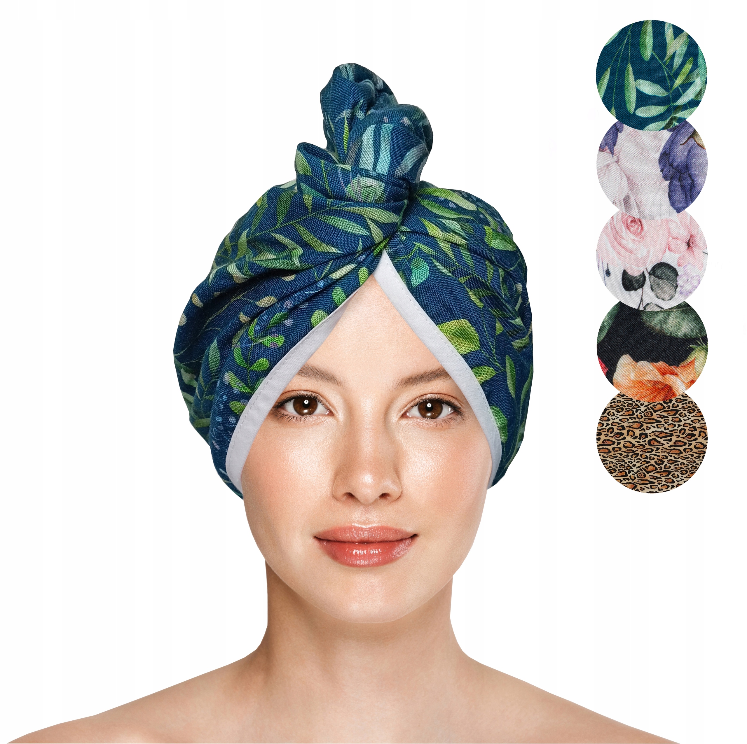

Turban do włosów z wiskozy bambusowej Liście