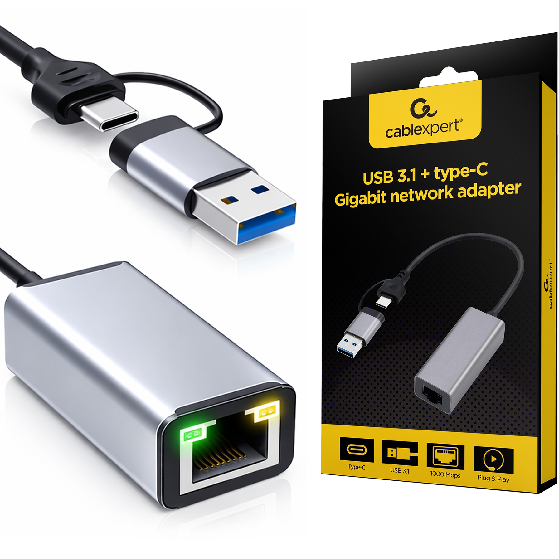 KARTA SIECIOWA PRZEJŚCIÓWKA USB 3.1 USB C RJ45 ADAPTER LAN GIGABIT ETHERNET