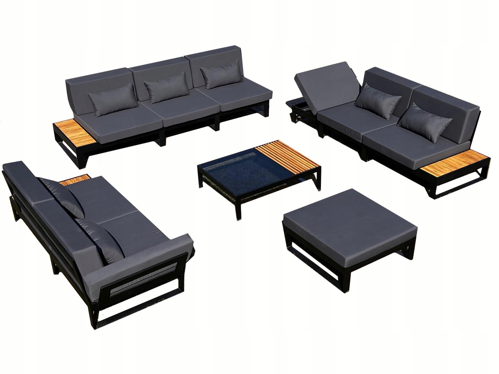 Set Zahradního Nábytku Épique Polský Komplet XXL 10 Osob Šedý Nový Model