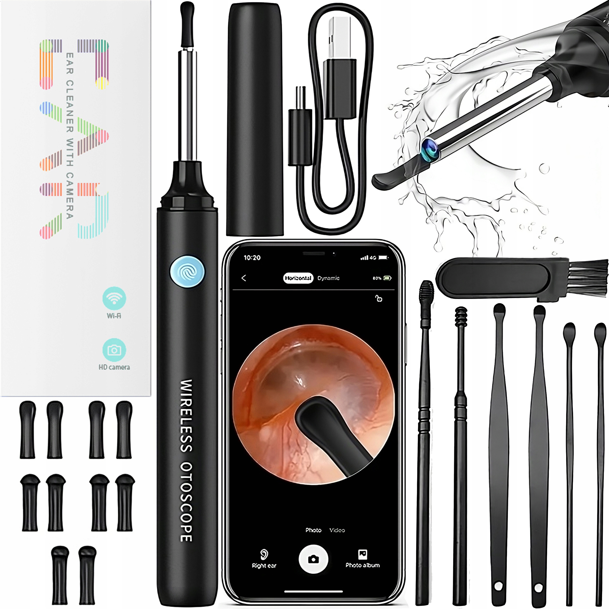 SMART OTOSKOP KAMERA CZYSZCZENIE USZU USUWANIA WOSKOWINY WIFI HD ENDOSKOP