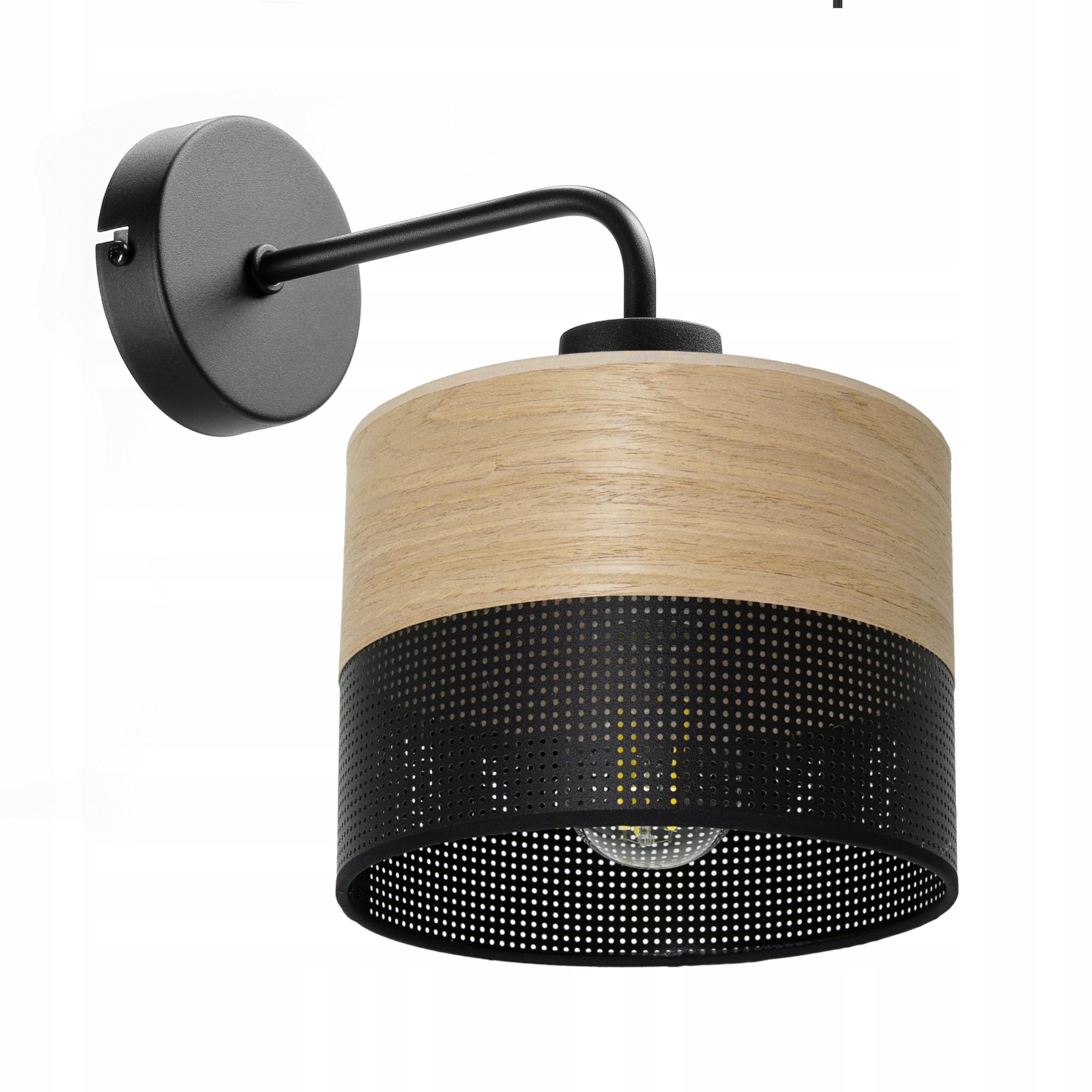 Kinkiet Lampka Ścienna Ażur Abażur 20 CM Dziurki Łuk Drewno Loft Polska