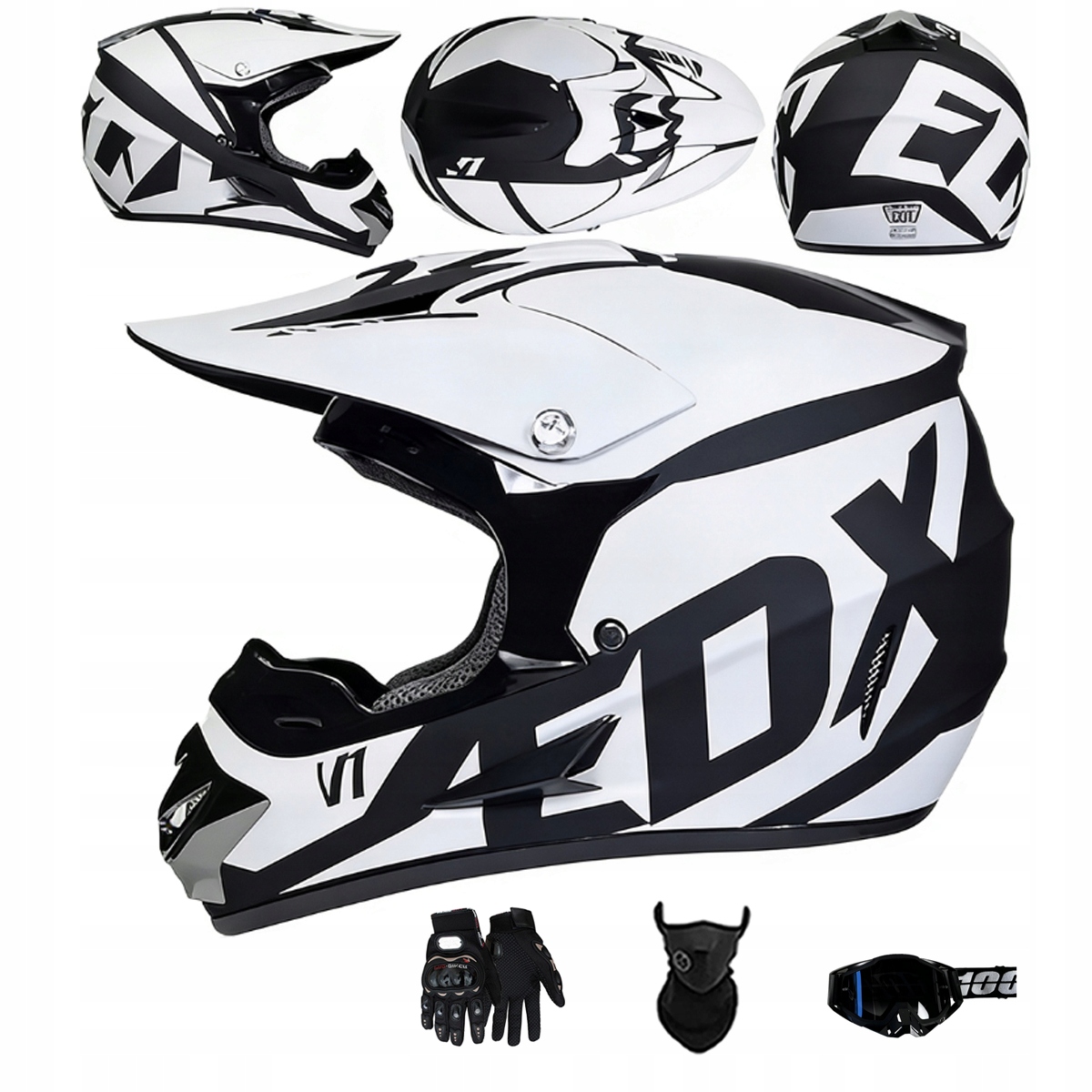 Motocyklová Přilba Lehká Enduro Quada Brýle Rukavice Maska XL