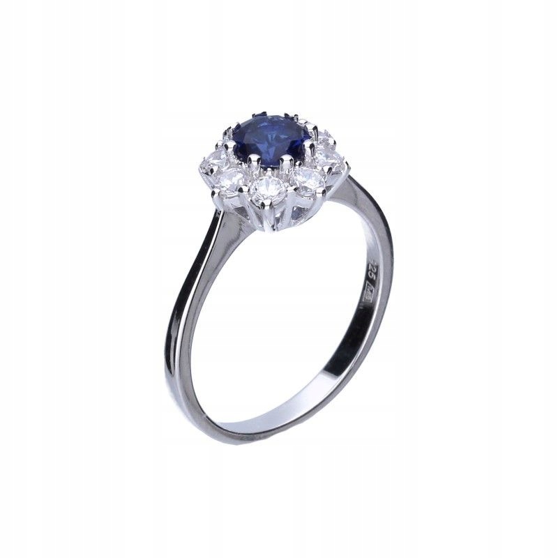 Ženský stříbrný prstýnek 925 květ safírová markýza zirkon módní r12