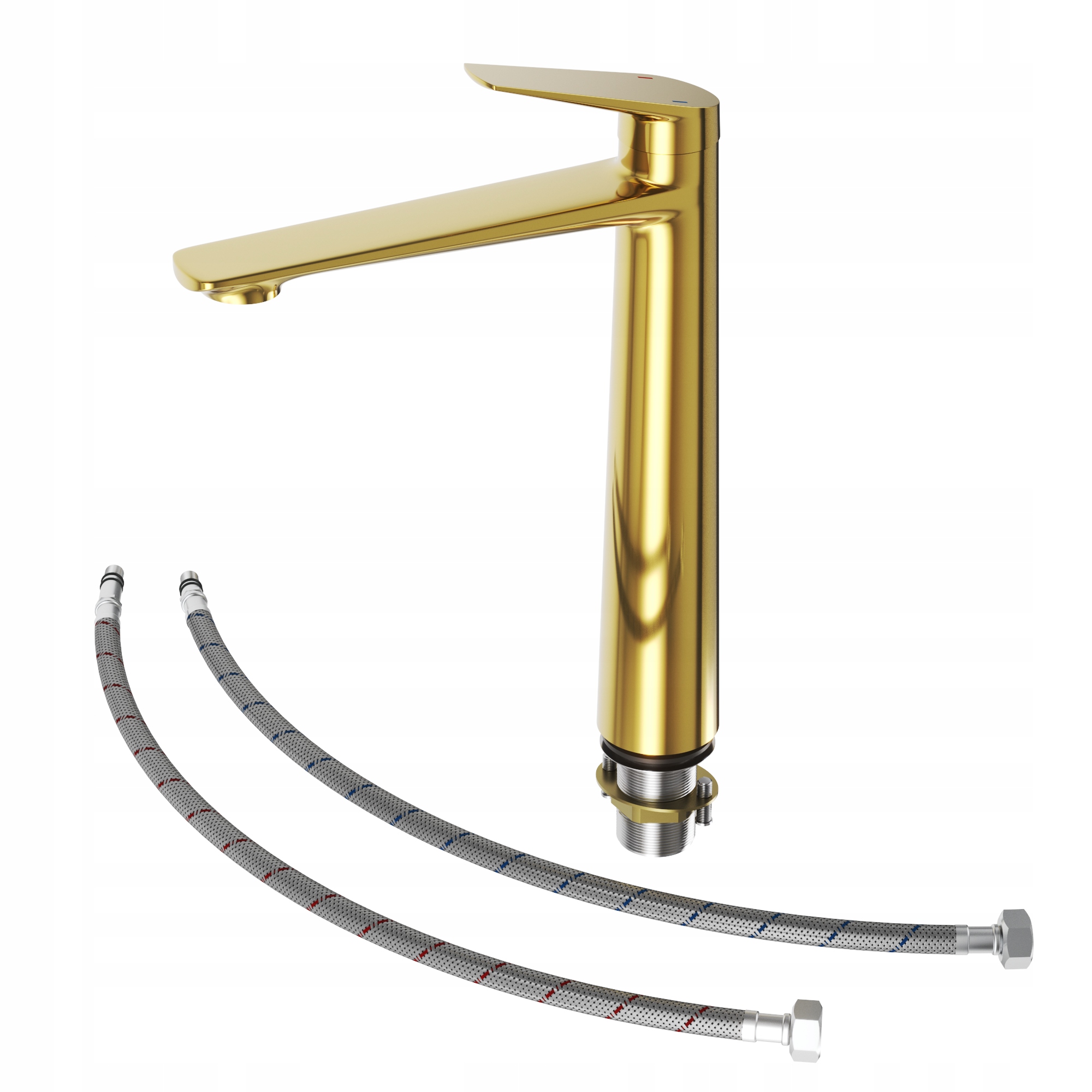 Vysoká Umývadlová Batéria Do Kúpeľne, Mosadzná, Stojaca, Zlatý Nave Kohútik