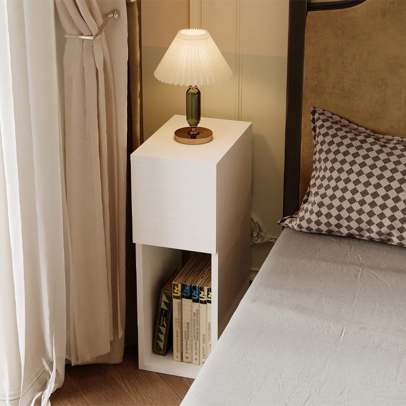 SZAFKA NOCNA BIAŁA Z SZUFLADĄ STOLIK Z PÓŁKĄ NOWOCZESNY LOFT DO SYPIALNI Szerokość mebla 20 cm