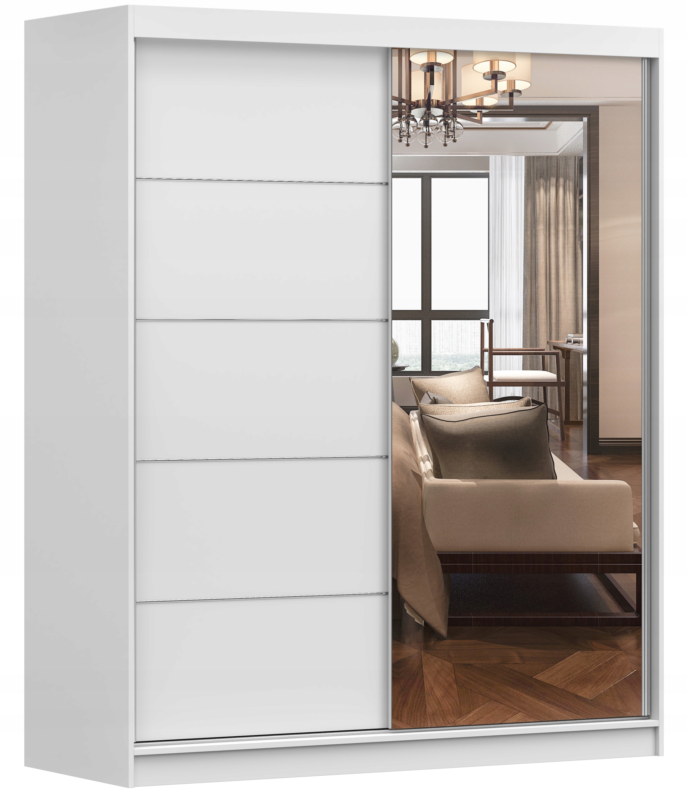 Szafa Przesuwna BONO BIS 05 160 z Lustrem pojemna półki BIAŁY PRODUCENT