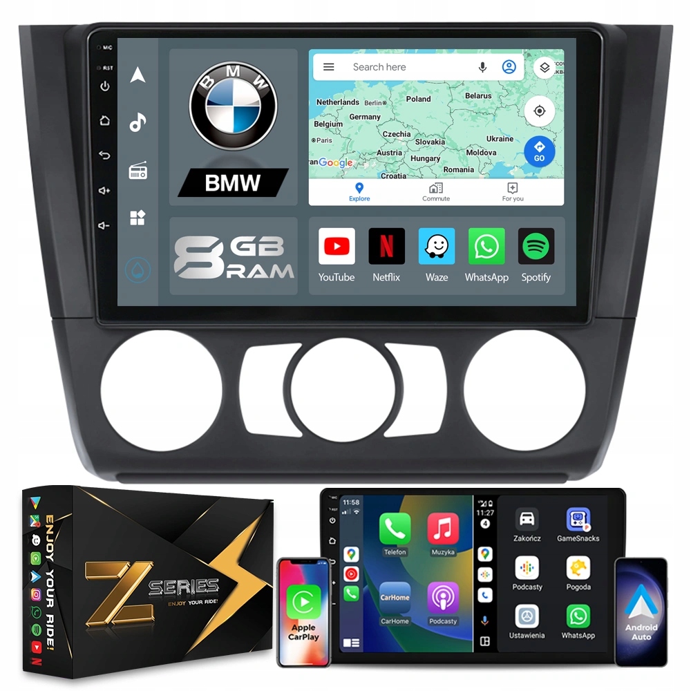 Rádio Navigácia Ncs ZQ9 Bmw 1 E81 E82 E87 E88 2004-2013 Android 8GB Lte 9″