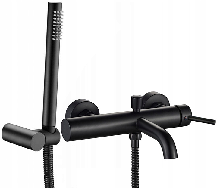 Bateria LUNGO czarna wannowa ścienna natrysk Rea