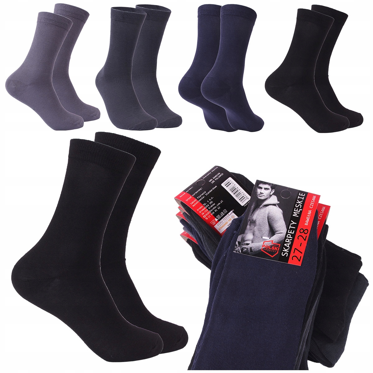 

5x Skarpety Bawełniane Trwałe Produkt Polski 42-44