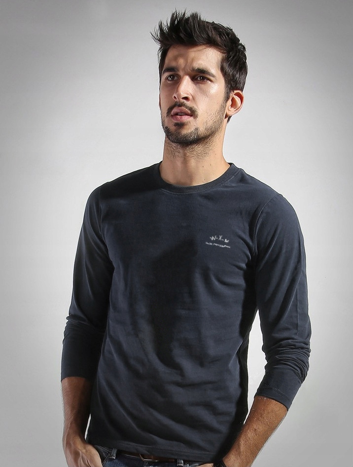 Duża Koszulka Męska z Długim Rękawem WXM 5XL stalowy Marka inna