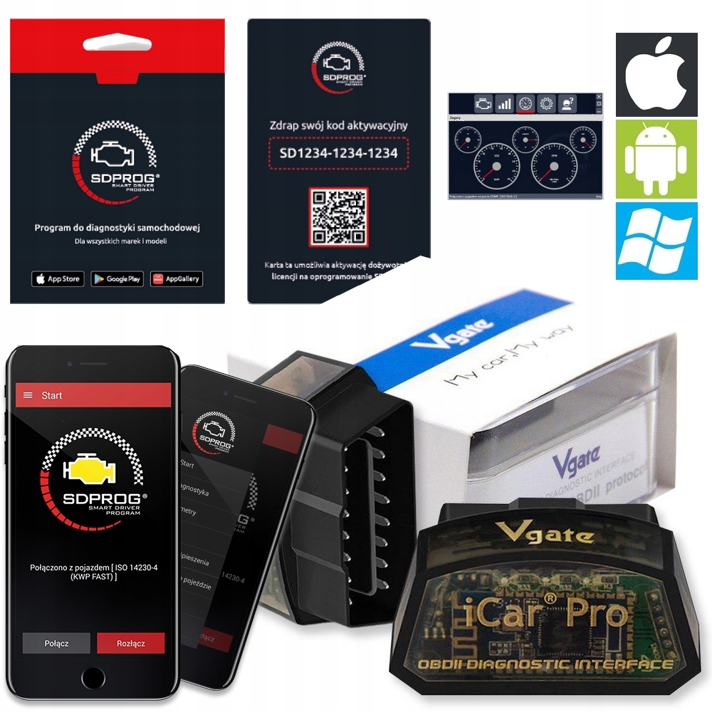 Interfejs Diagnostyczny iCAR Pro BT4.0 Obd 2 ELM327 Sdprog Android iOS Pl