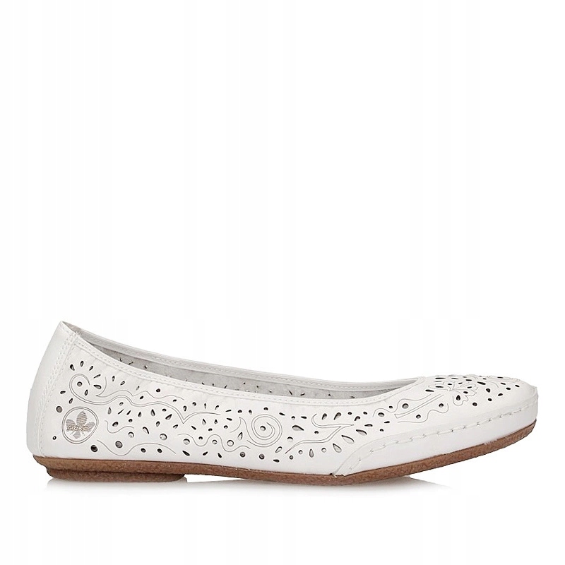 Dámské baleríny Rieker 41460-80 bílé, ažurové, nazouvací, bílé