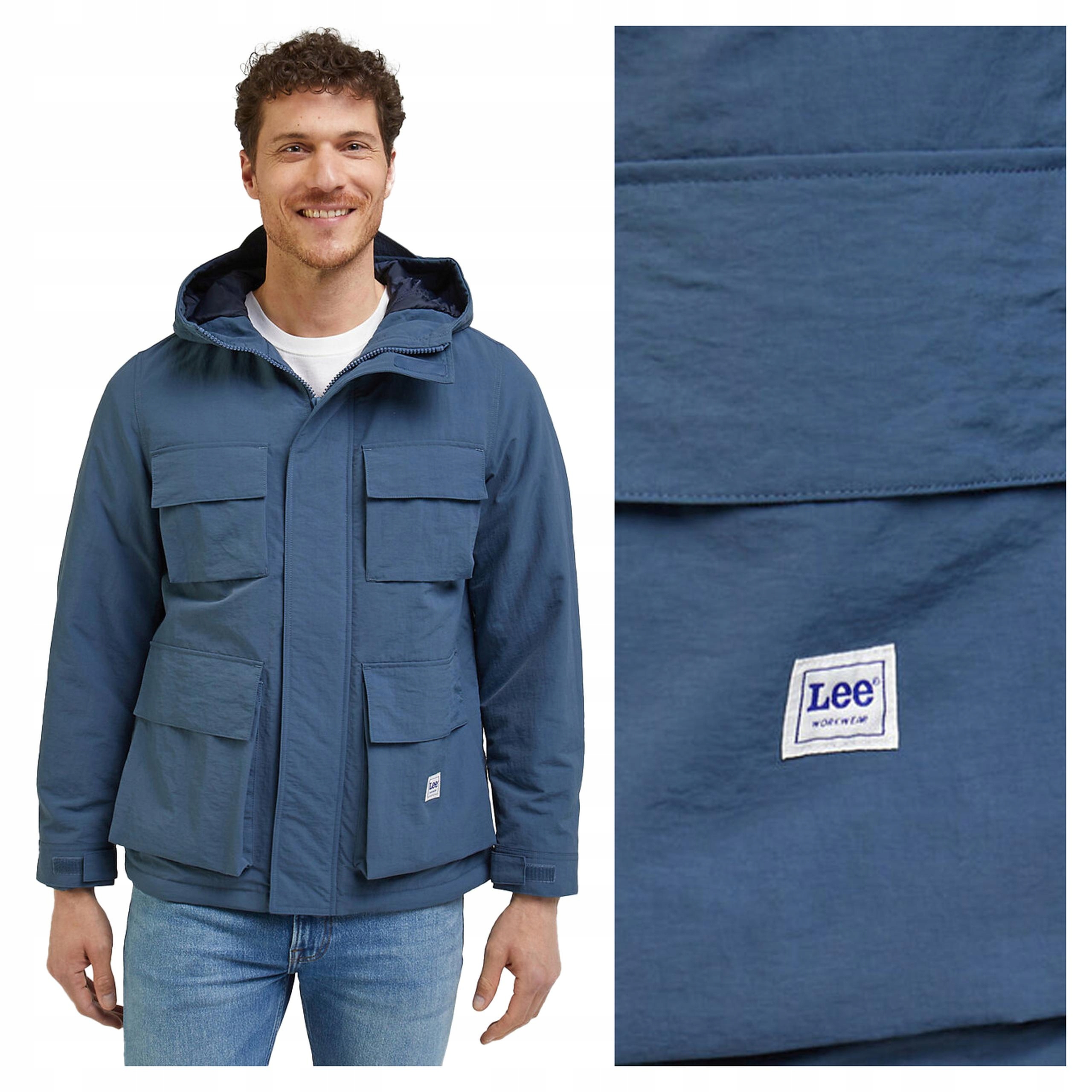 Zimní Bunda Lee Utility S Kapucí Teplá modrá XXL