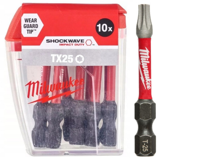 Bity udarowe Milwaukee 4932430882 TX25 50mm długie 10 sztuk W Paczce