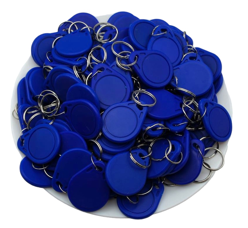 100 SZT BRELOK BRELOCZEK RFID 125kHz T5577 PROGRAMOWALNY niebieski