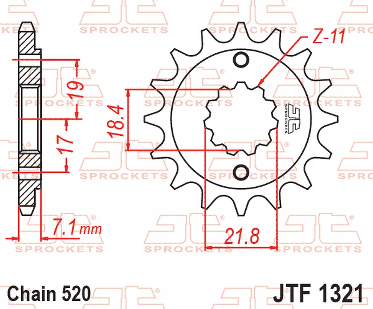 Jt Zębatka Przednia 2067 14 Honda Crf 250 '13-'21, Crf 300 '21-'25, Cbf 250