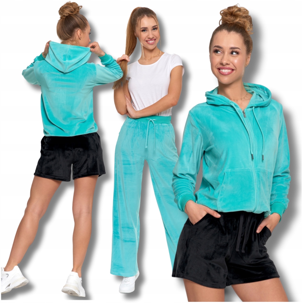 Velurový Teplákovka Mikina Dámské Rozepínací Kalhoty S Širokou Nohavicí Moraj XL