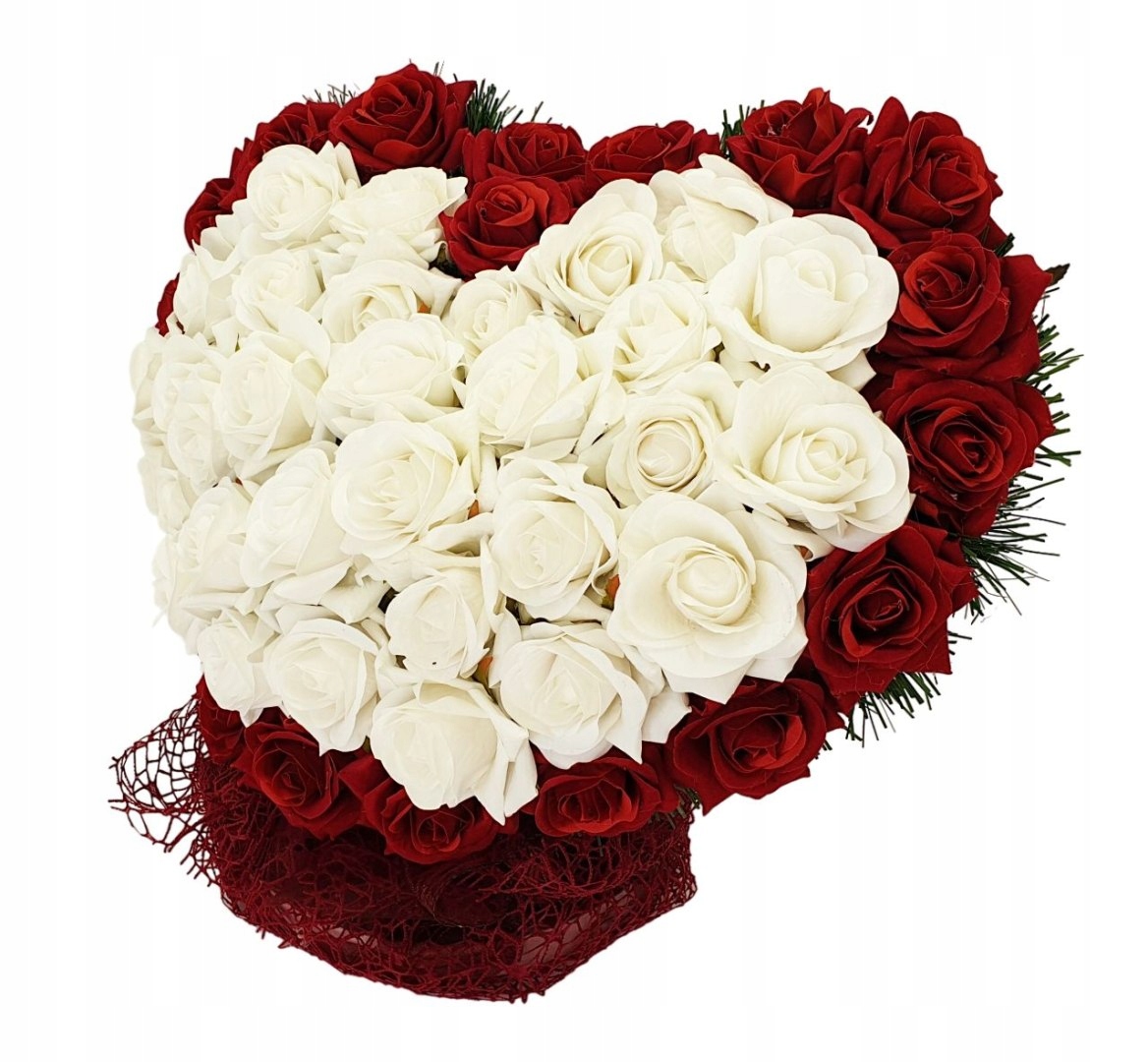 Stroik Srdce Bielo Červené Ruže Xl Na Pamätníky Poľských Hrdinov