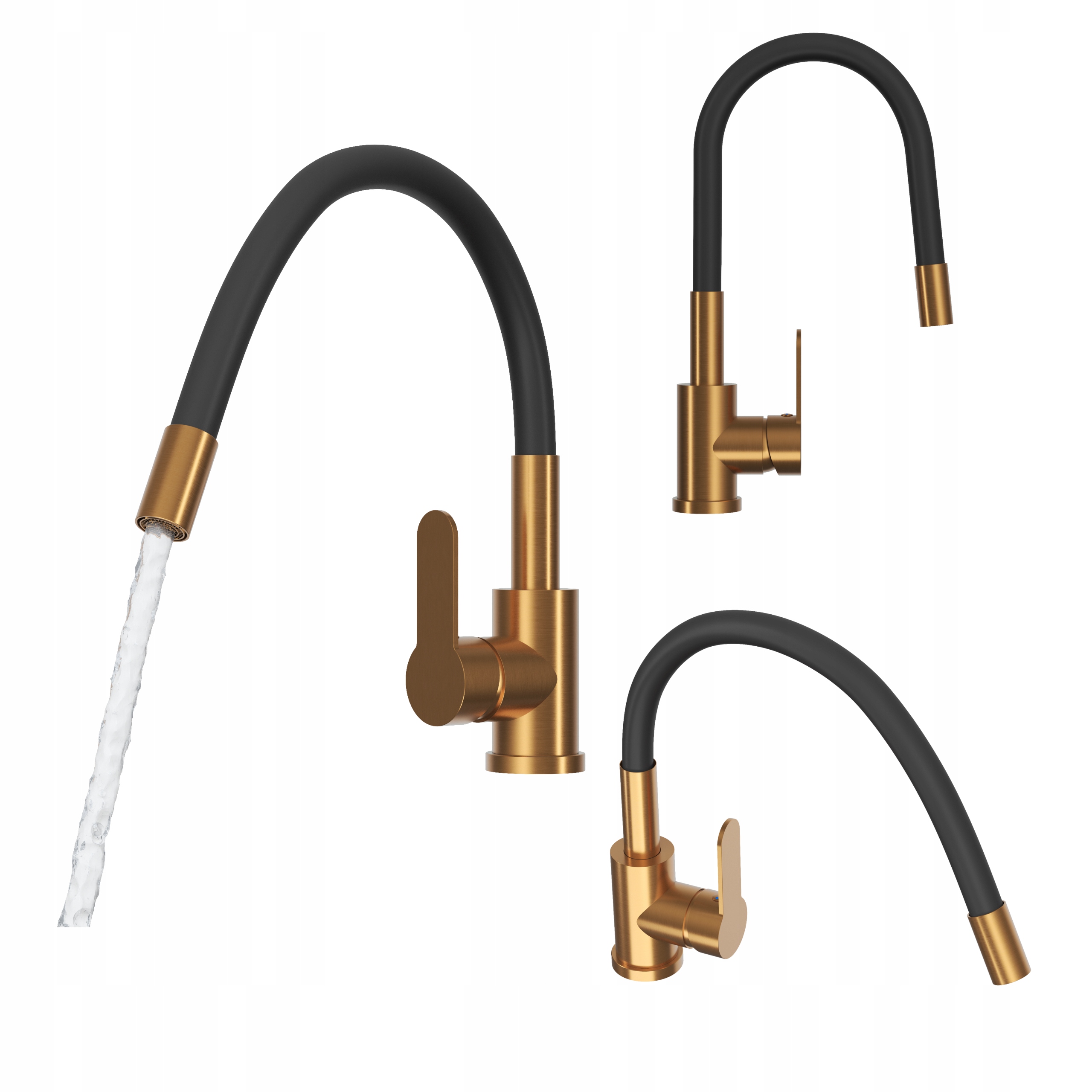 Flexibilná kuchynská batéria rose brushed gold Grado Plus s otočným perlátorom