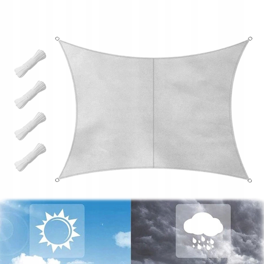 Sluneční plachta 5x4 m Šedá Čtvercový zahradní stínící set