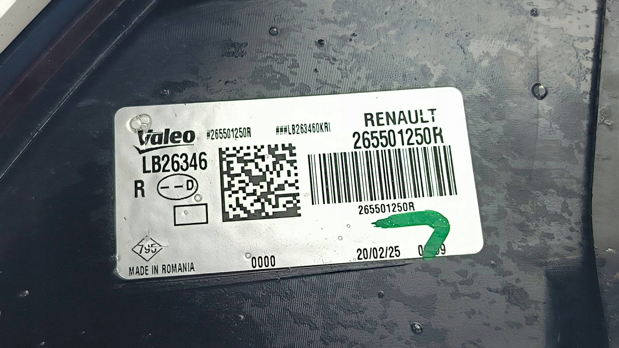 light right rear part 265501250R DACIA BIGSTER and