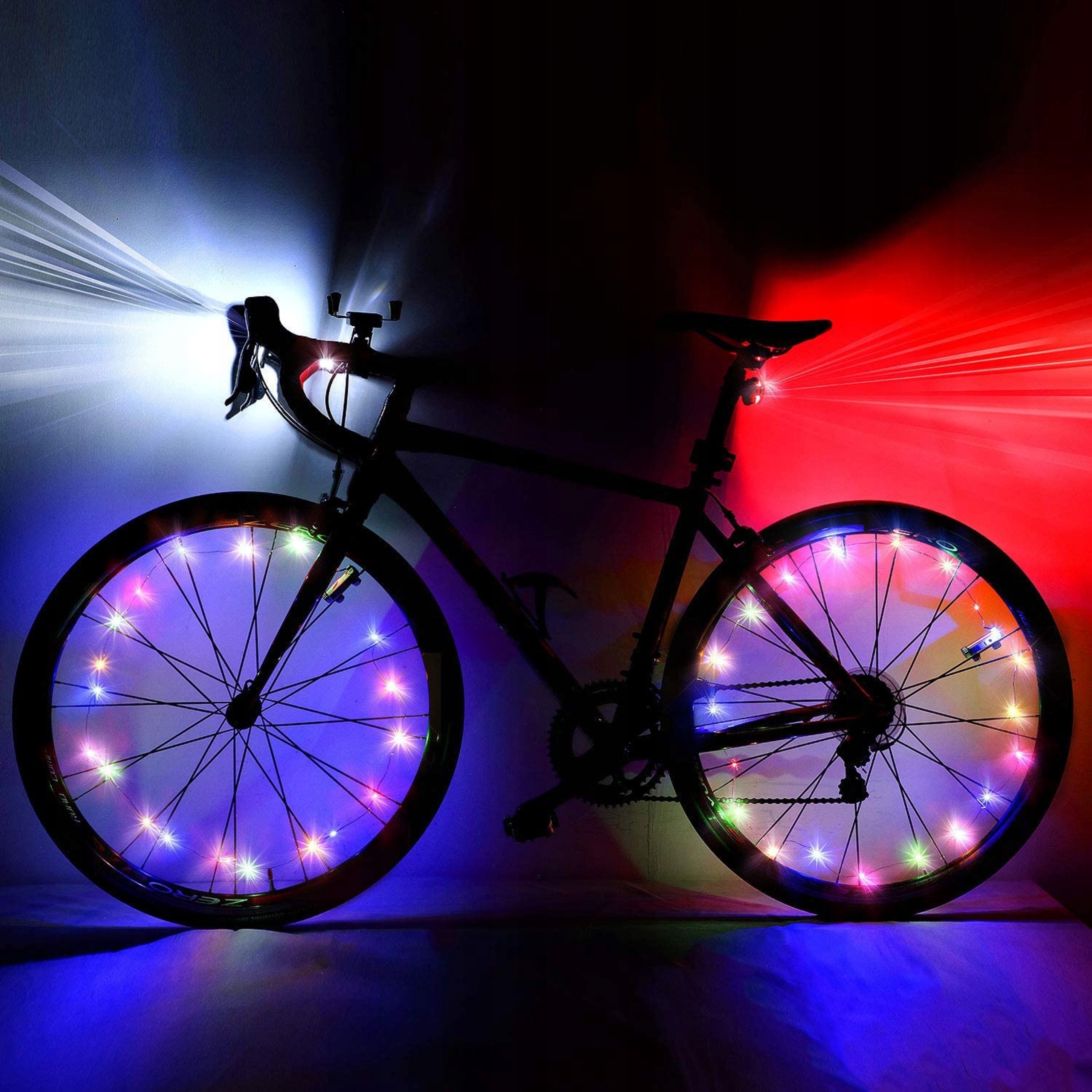 LAMPKA ROWEROWA LED PRZÓD + TYŁ - WODOODPORNA - ZESTAW - CE Waga 100 g