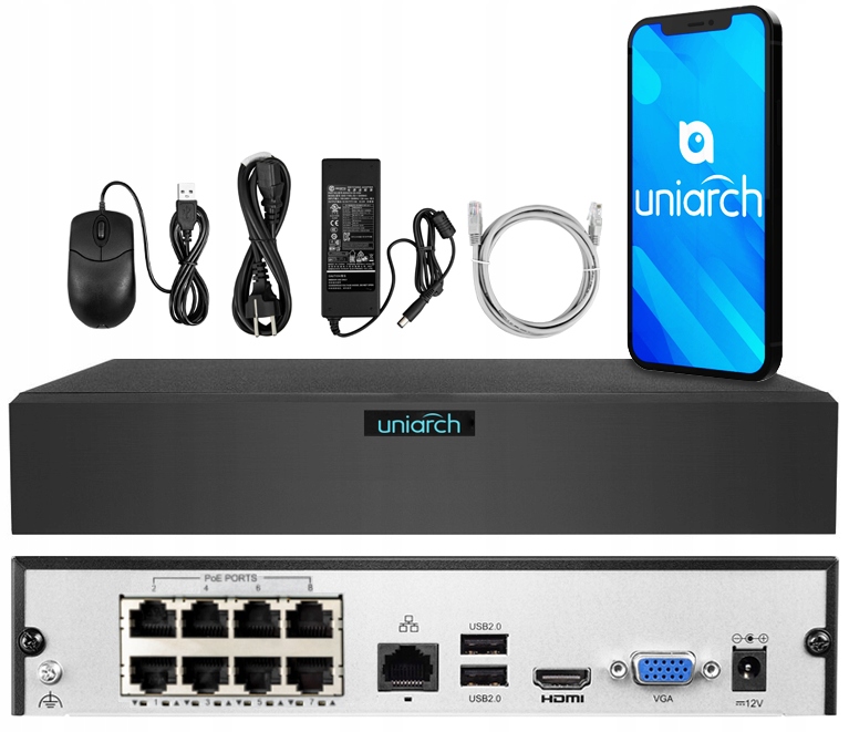 Ip rekordér 8x PoE Uniarch by Uniview 8x PoE NVR-108S3-P8 až 6MPx