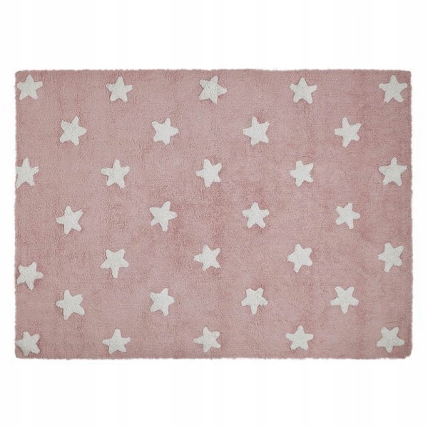Dywan Bawełniany Pink Stars White 120x160 cm Lorena Canals