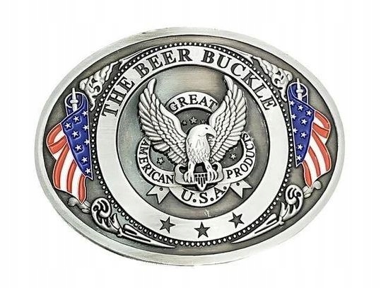 Klamra do pasa The Beer Buckle z uchwytem na puszkę Orzeł Usa