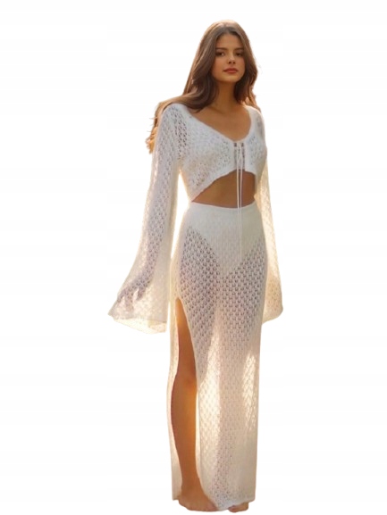 Bílý Top A Sukně S Otevíracím Řezem Shein 1KA