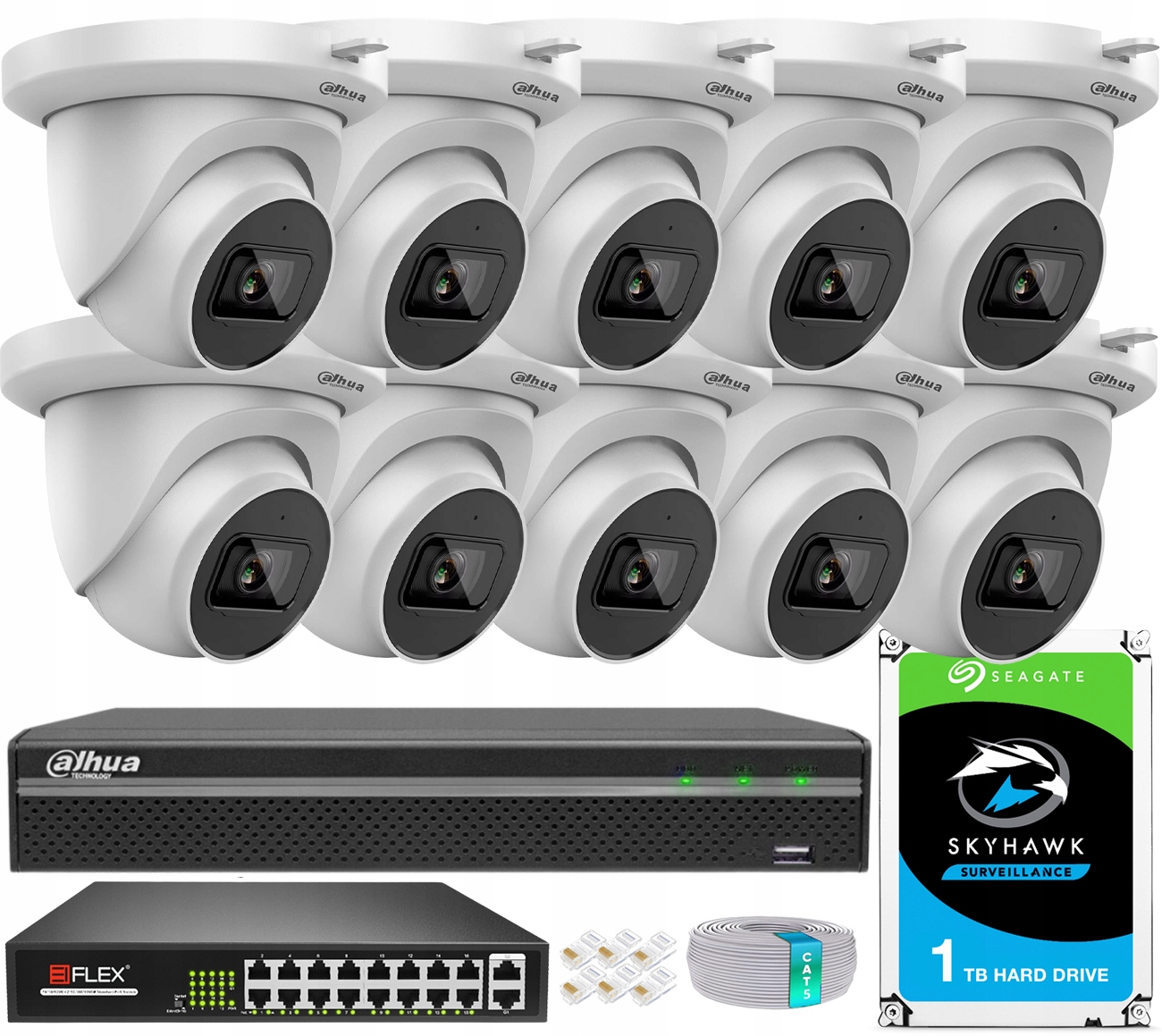 Sada na monitorovanie Ip Dahua 10 kamier IPC-HDW2441TM-S-0280B 4MPx Starlight