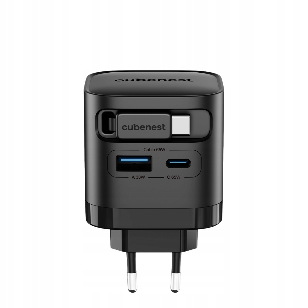Cubenest S3D2 Pd GaN adaptér 65 W Usb-c kabel 70 cm 2xUSB-C- 1xUSB-A