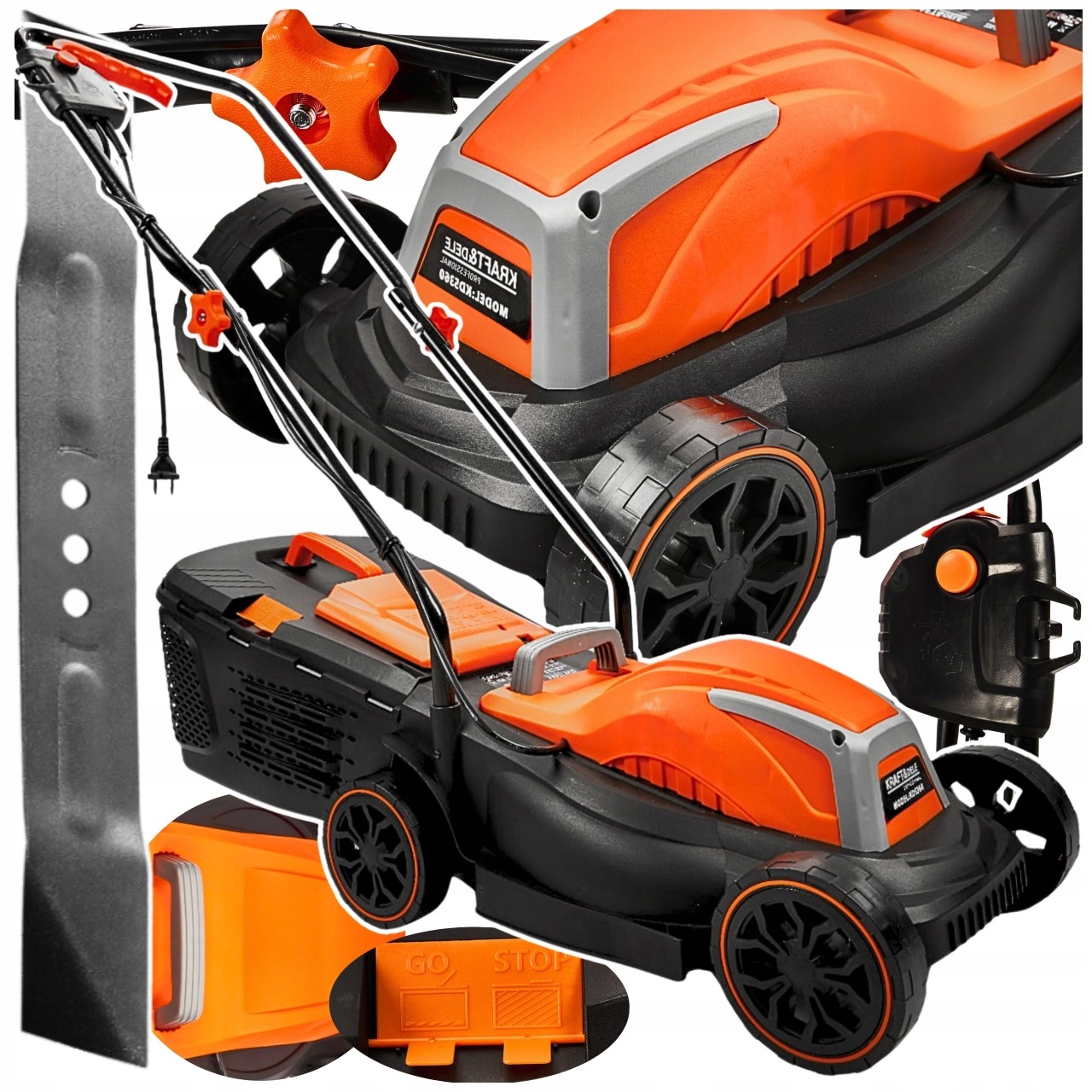 Elektrická Kosačka Ľahká, Silná Na Trávu, Veľký Kôš S Reguláciou 2400 W