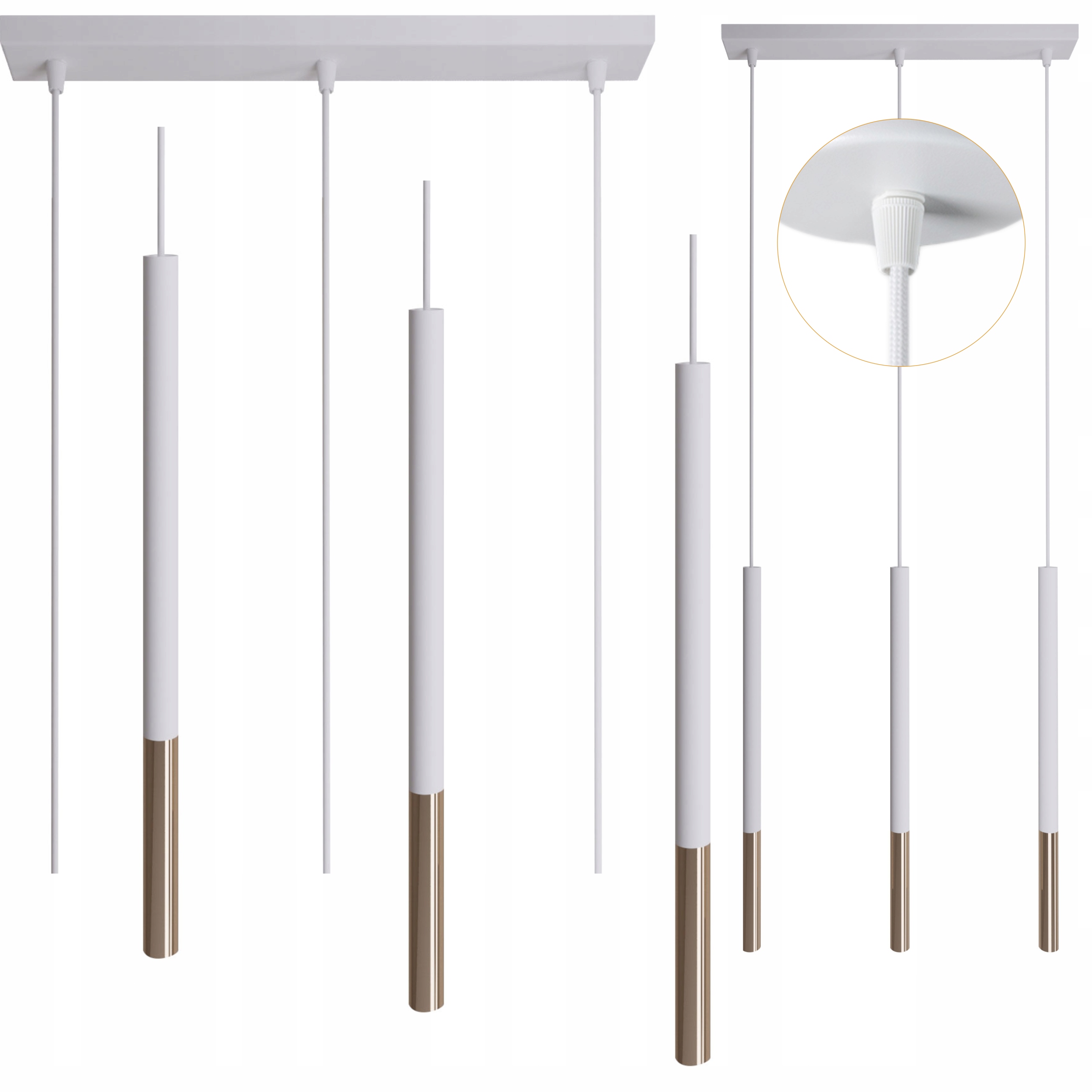 Závěsná ocelová lampa Frey 3 bodová 3xG9 105 cm bílo-zlatá, moderní