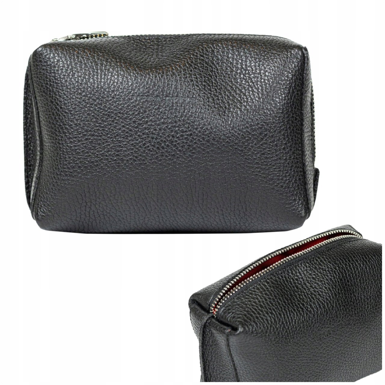 SASZETKA KOSMETYCZKA ORGANIZER SKÓRZANY CZARNY VERA PELLE