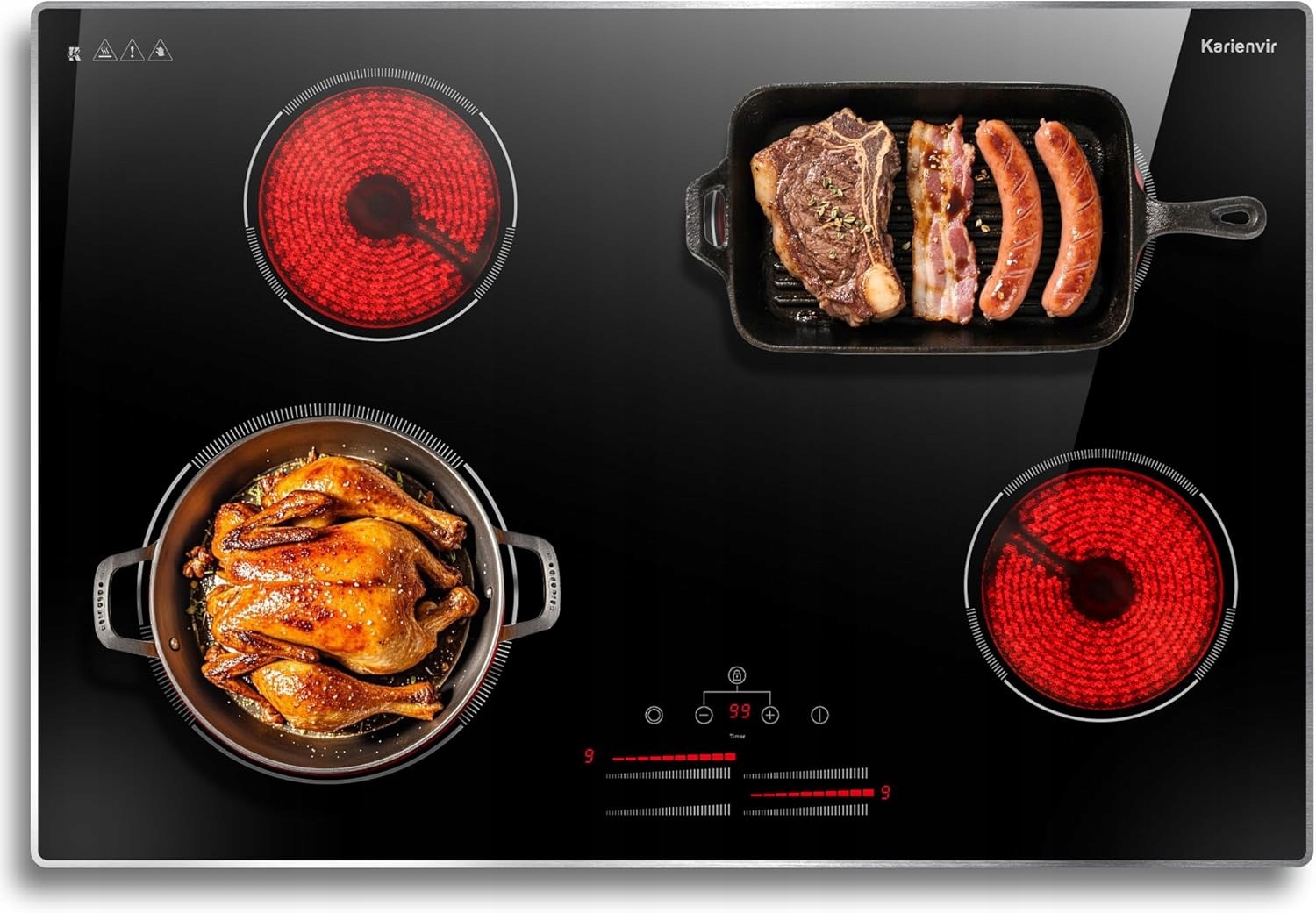 Karienvir Płyta grzewcza ze szkła ceramicznego 77 cm 4 strefy KEC-D46663-BB
