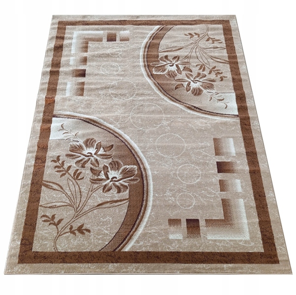 Dywan 90x310 cm beżowy klasyczny Bcf Alfa 21 z roślinnym ornamentem