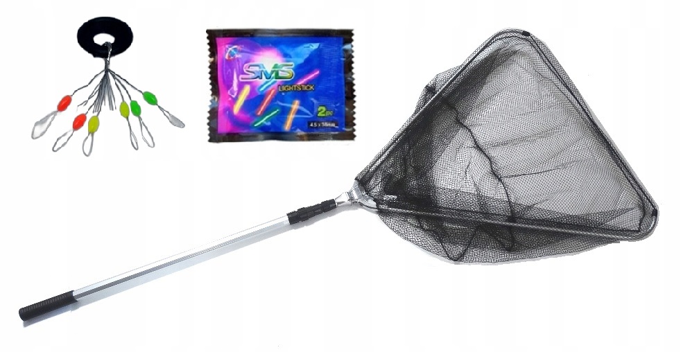 PODBIERAK GUMOWANY NA KARPIA 250 CM SKŁADANY TELESKOPOWY+ŚWIETLIKI+STOPERKI