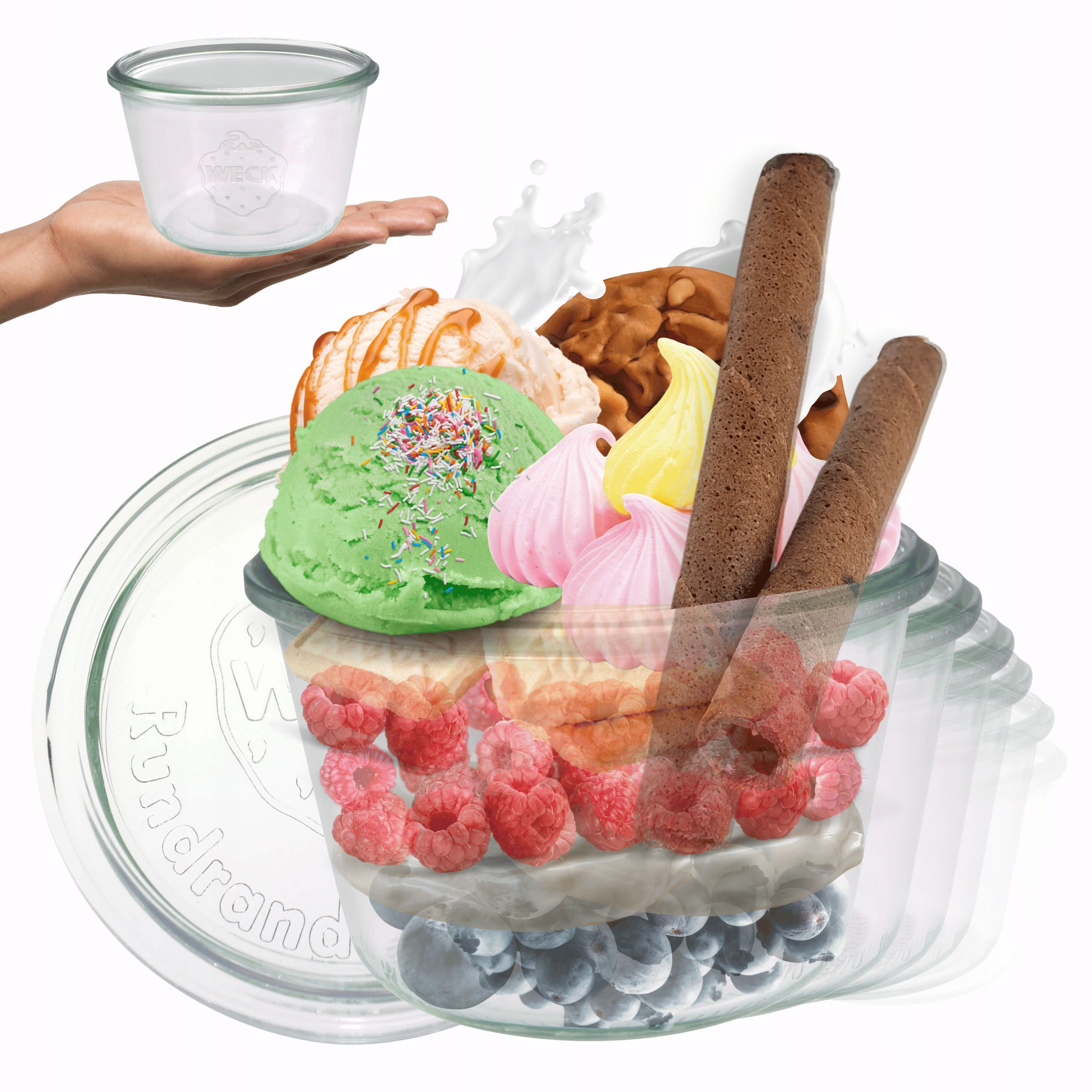 Sklenice Weck 370 ml sklenice ozdobné Mold koření víka sklo 12 Ks
