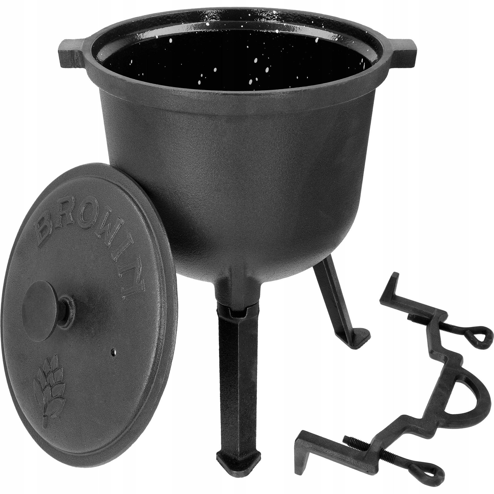 Kociołek garnek myśliwski 8l żeliwny emaliowane wnętrze ognisko