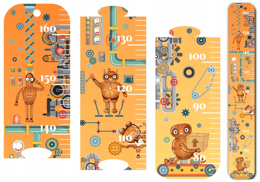 Miarka wzrostu na ścianę z robotami roboty