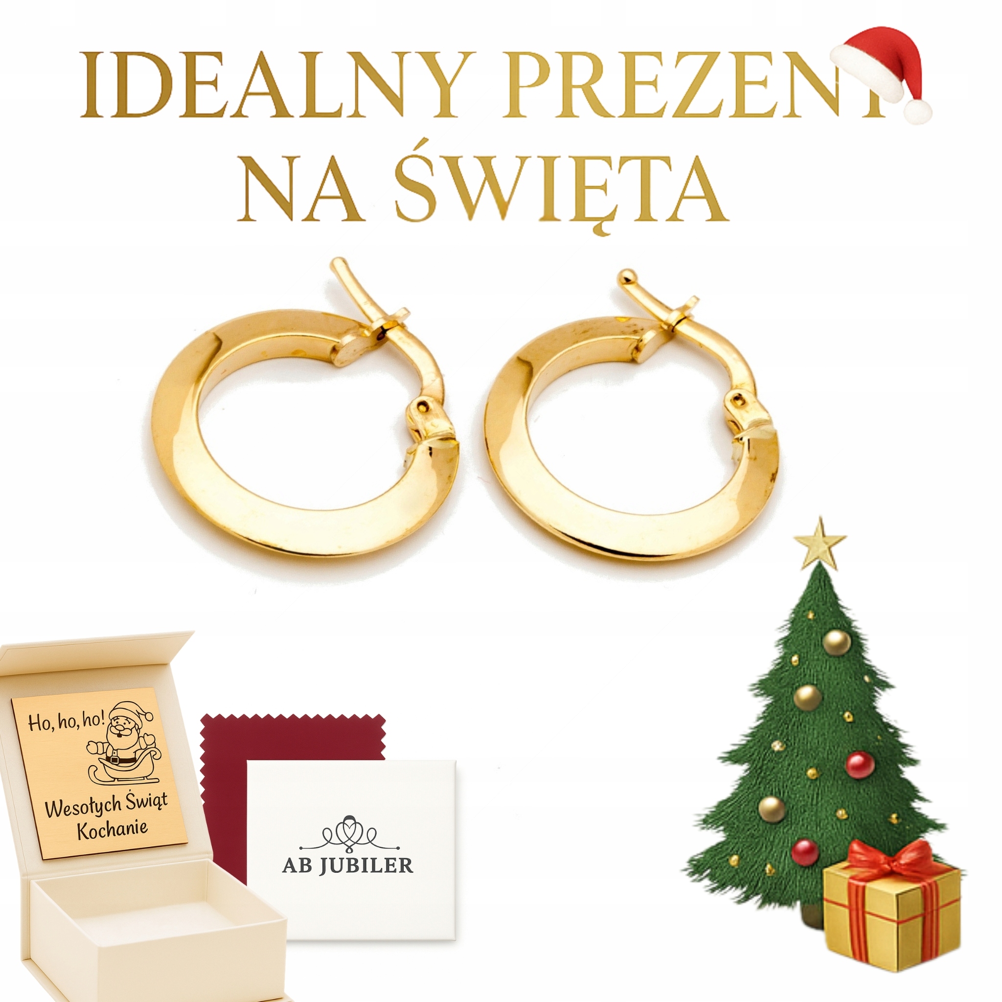 Złote Kolczyki 585 Koła Modny Wzór