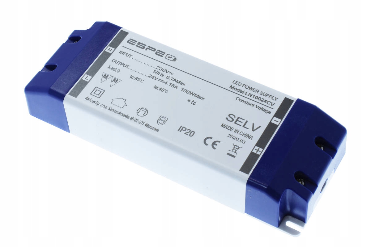 

Zasilacz Led 24V 4,16A 100W Espe LN10024CV