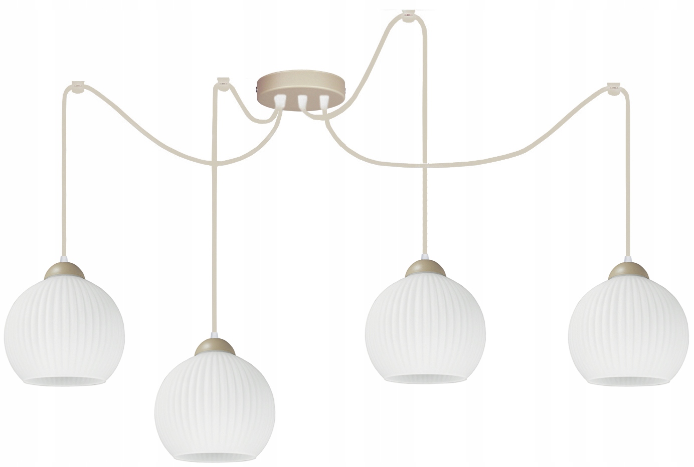 Závěsná stropní lampa lustr Pajak Glass stínidlo rýhované béžová lampa boho