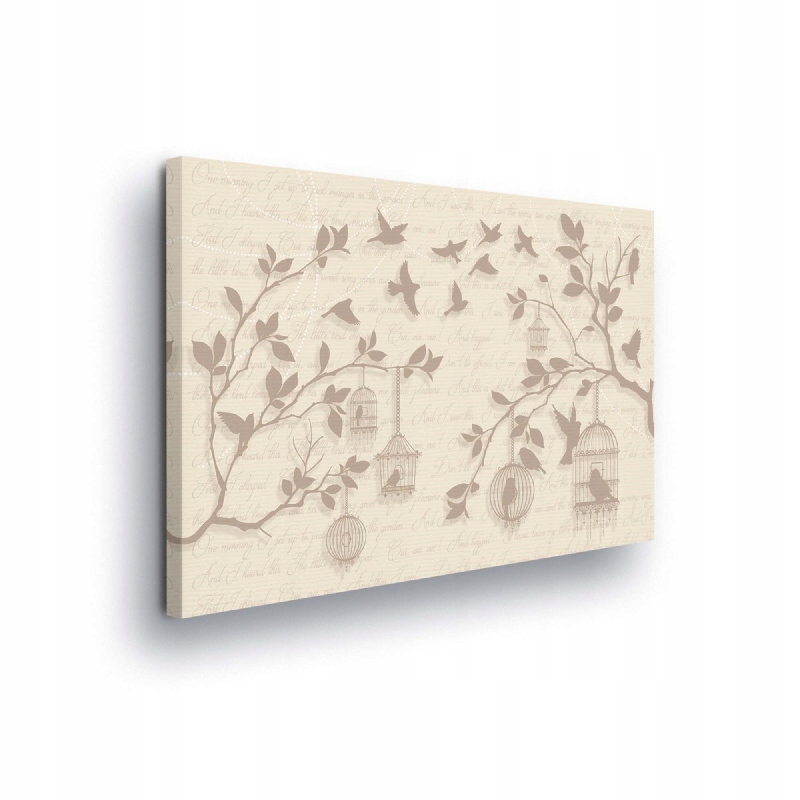 Obraz 100x75 Ptáci klece větve listy let svoboda vintage jemnost