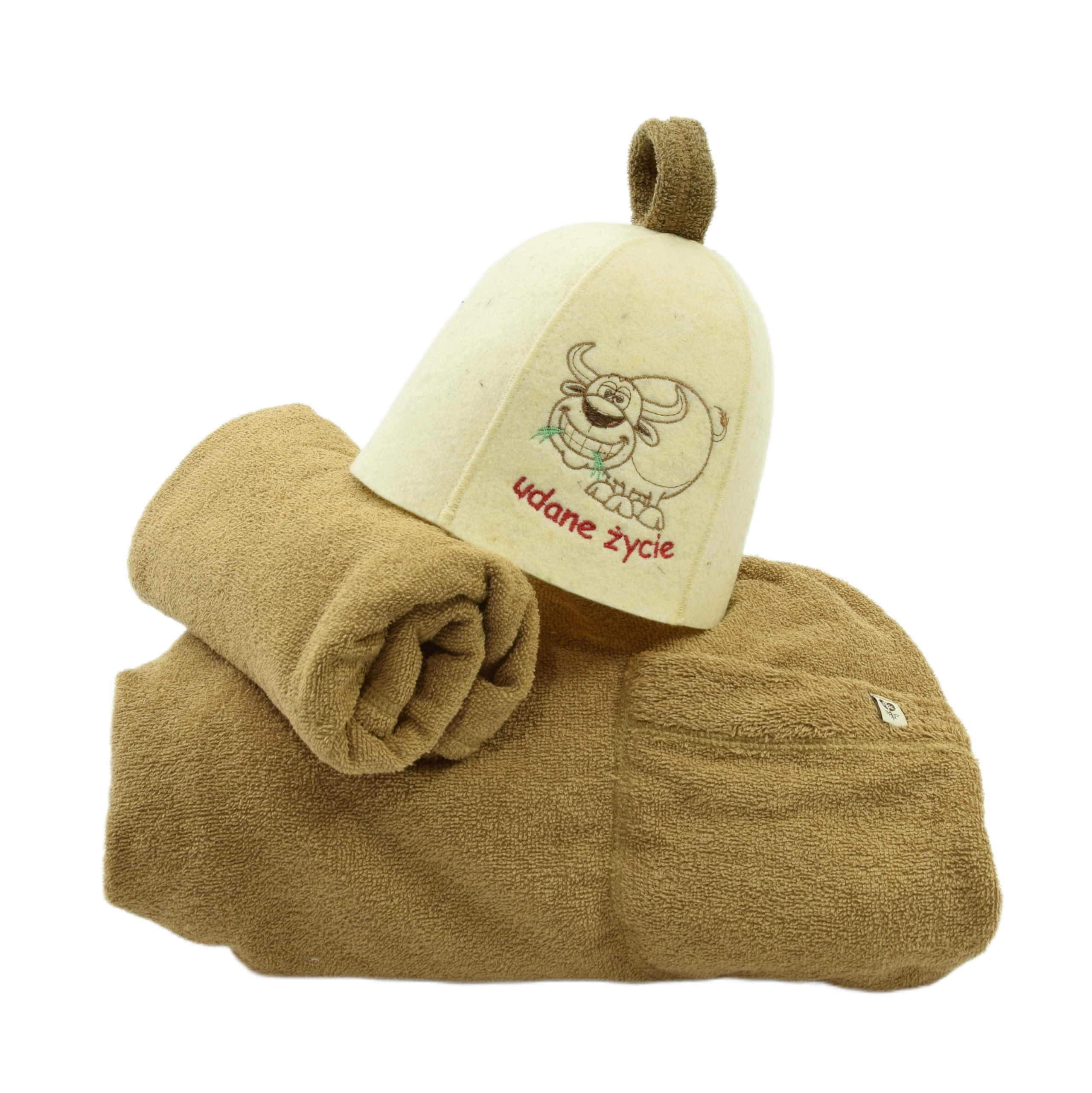 Čepice Klobouk vlna Ručník do sauny Pánský set 3 cz vel M