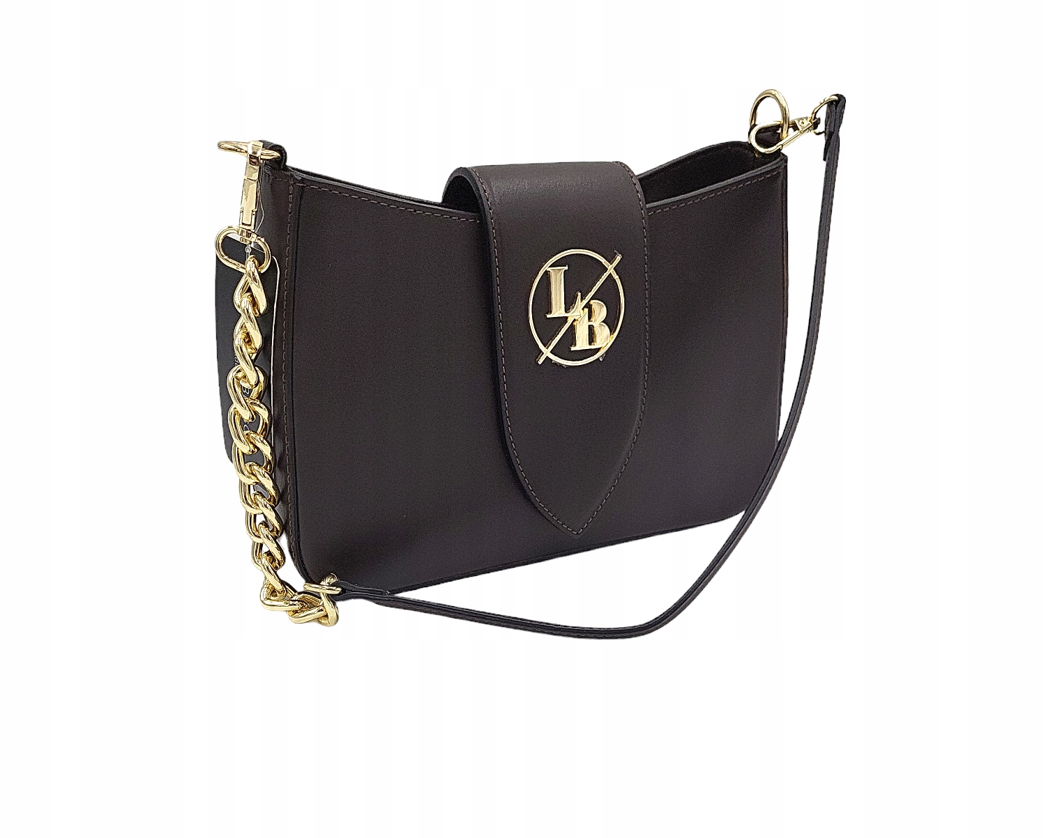 Dámská kabelka Laura Biaggi s řetízkem, přírodní kůže, hnědá