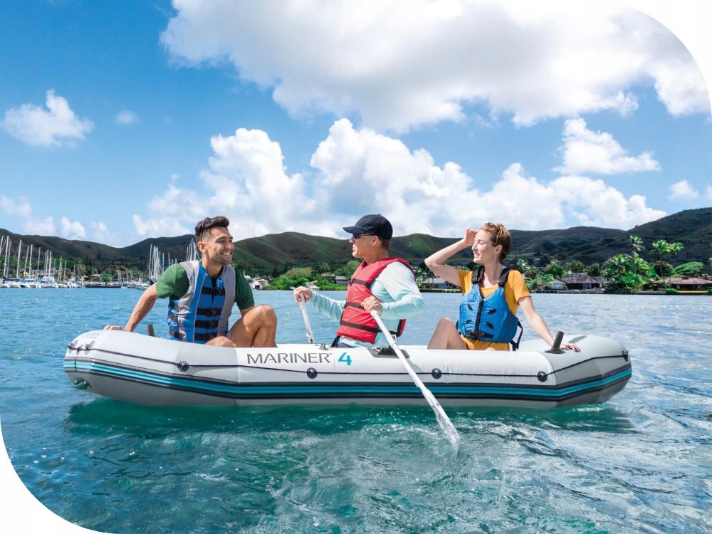 Ponton Mariner 4 osoby osobowy Intex Pompka + Wiosła 68376 MODEL 2024 Podłoga pełna